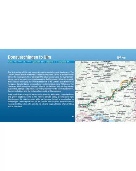 Cartographia Duna kerékpáros kalauz 1. Donaueschingen - Passau (angol) 9783850007863