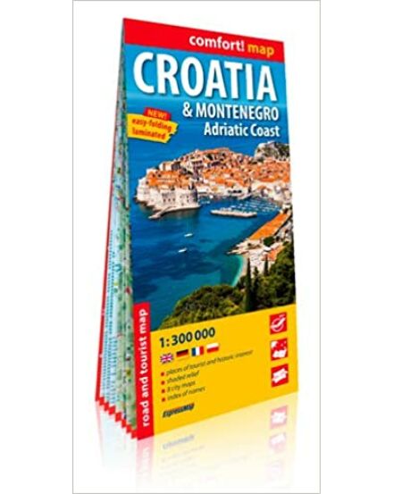 Cartographia Horvátország, Montenegró, Adria térkép (laminált) 9788381900720