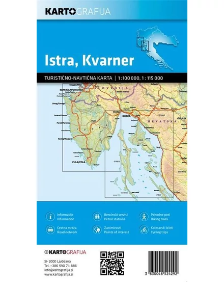 Isztria, Kvarner-öböl turisztikai és hajózási térkép