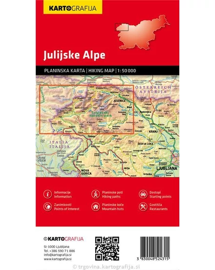 Júliai-Alpok turistatérkép  (Karto SLO) 