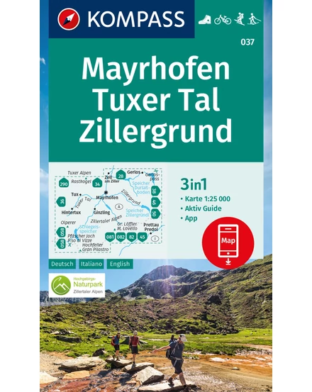 Cartographia Mayrhofen - Tuxer Tal - Zillergrund turistatérkép-9783991217664