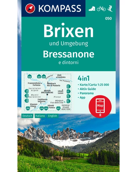 Cartographia-K 050 Brixen és környéke turistatérkép-9783991217350