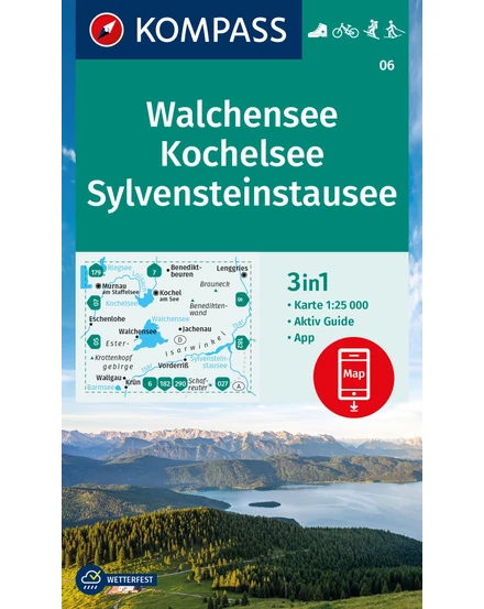 Cartographia K 06 Walchensee, Kochelsee, SylvensteinStausee turistatérkép 9783991215547