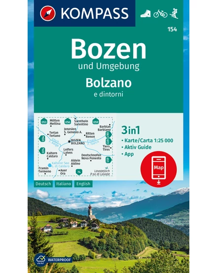Cartographia K 154 Bozen és környéke turistatérkép 9783991217312
