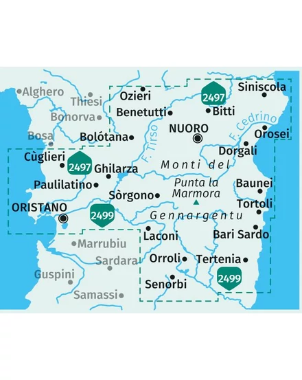 Cartographia  - K 2498 Szardínia középső részének turistatérképe