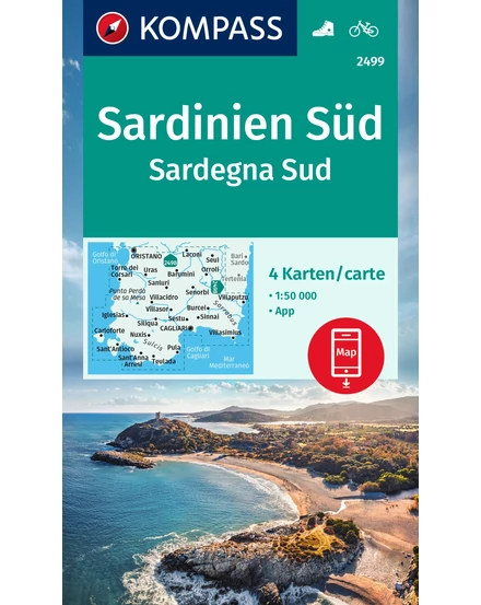 Cartographia K 2499 Szardínia Dél 4 részes szett turistatérkép 9783991217299