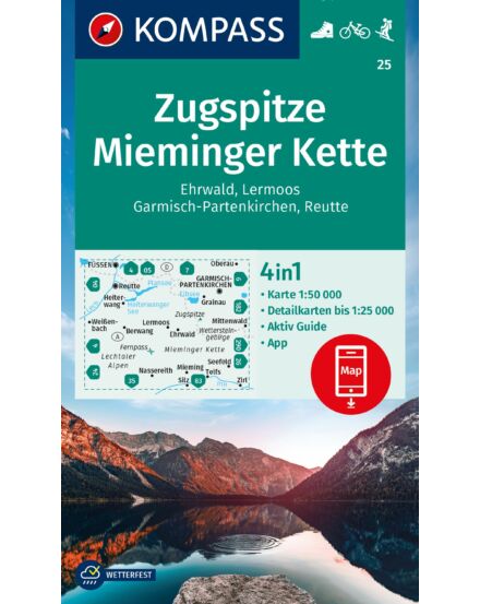Cartographia K 25 Zugspitze, Mieminger Kette turistatérkép 9783991218692