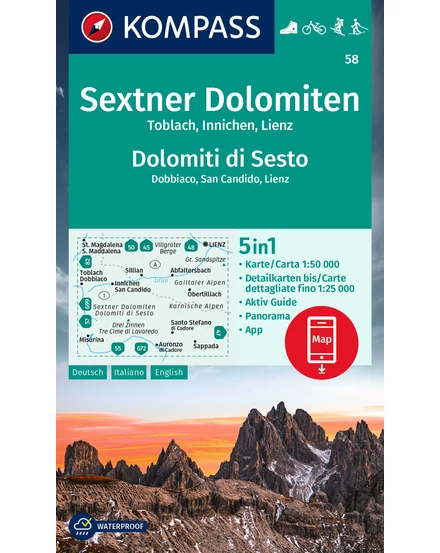 Cartographia K 58 Sextener Dolomitok turistatérkép-9783991217558