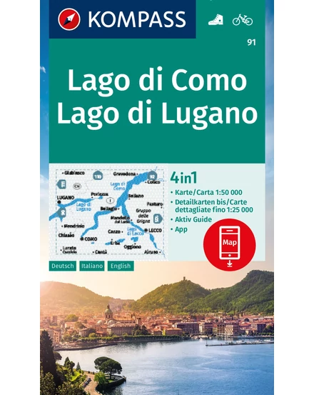 Cartographia K 91 Comói-tó (Lago di Como) és a Luganói-tó (Lago di Lugano) turistatérképe-9783991214694