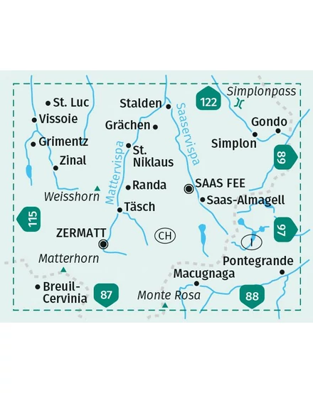 Cartographia K 117 Zermatt - Saas Fee turistatérkép 9783991211037