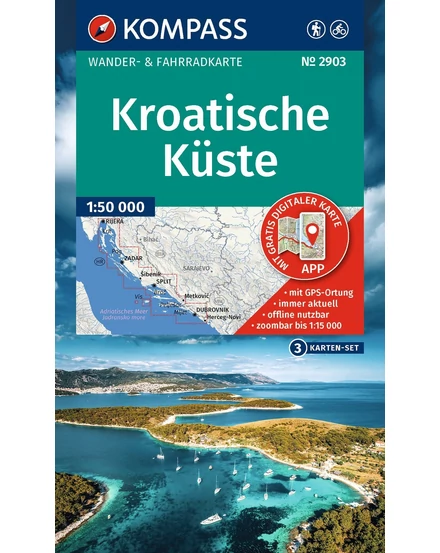 Cartographia K 2903 Horvát tengerpart 3 részes térképszett 1:95e - Kompass  -9783991545743