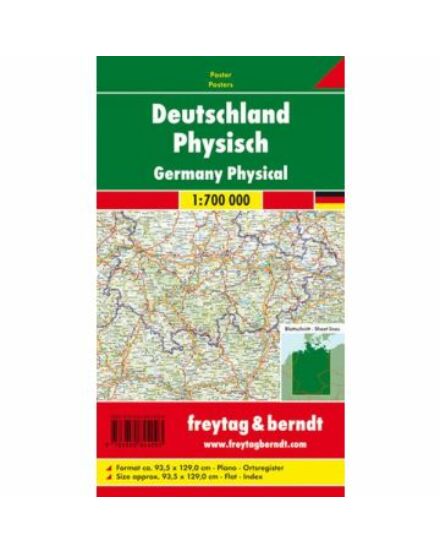 Cartographia Németország térkép íves 1: 700 000 (93,6 x 129 cm papír) Freytag 9783850844093