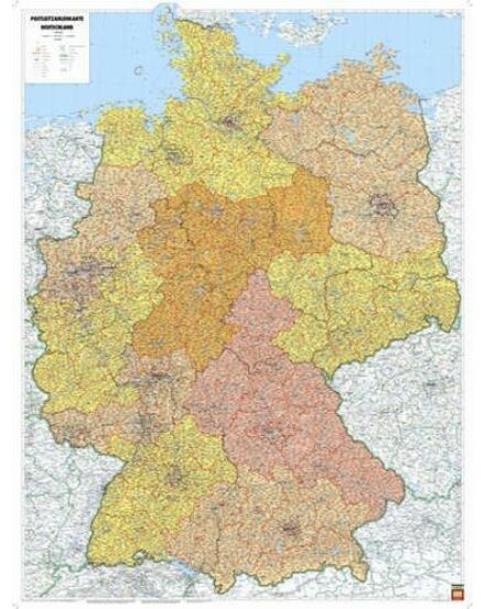 Cartographia Németország postai irányítószámos íves térkép Freytag 9783850844123