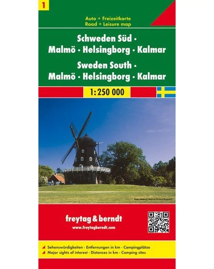 Cartographia Svédország résztérkép (1) Dél - Malmö - Helsingborg - Kalmar térkép - Freytag-9783707903188