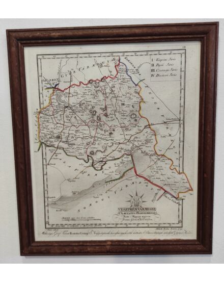 Cartographia Antik Veszprém vármegye falitérkép 35 x 30- keretes 2000000005232