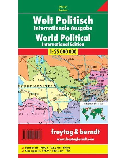 Cartographia Világtérkép politikai íves 176x122 cm -  Freytag-9783707914948