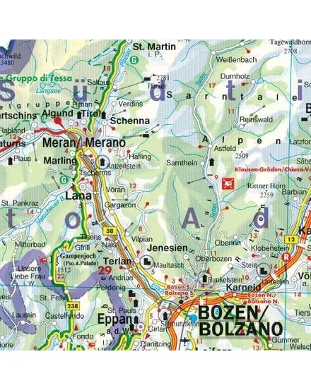 Cartographia - Tirol-Dolomitok-Garda-tó autó- és panorámatérkép