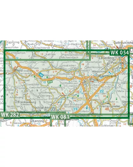 Cartographia  - WK 054 Traunradweg/Wels und Umgebung/Bad Hall/Hausruck turistatérkép 