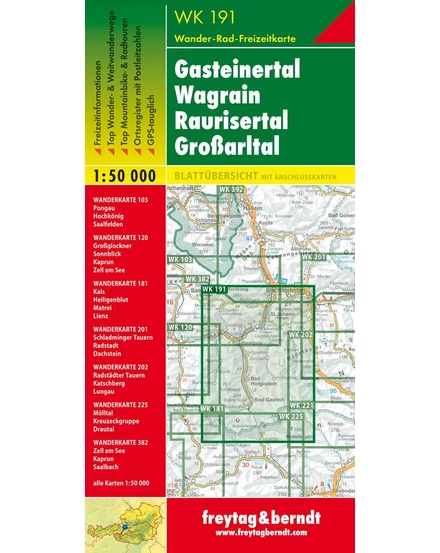 Cartographia  - WK191 Gasteinertal-Wagrain-Raurisertal-Grossarltal turistatérkép