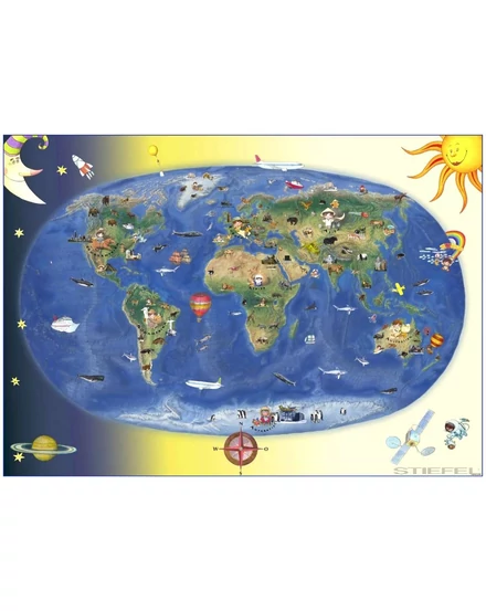 Cartographia Gyermek világtérkép 140 x 100, fémléces - Stiefel 2000000010540