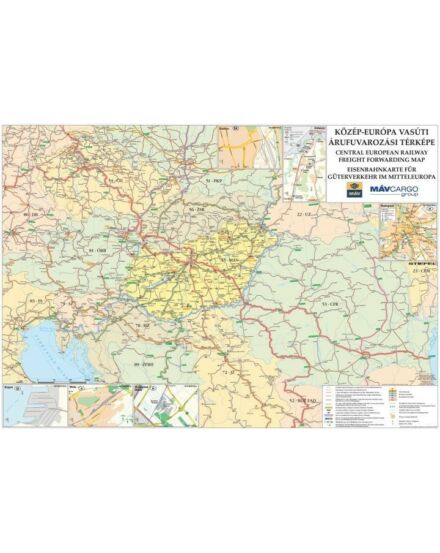 Cartographia Közép-Európa vasúti térképe 100 x 70, fémléces - Stiefel 2000000009223