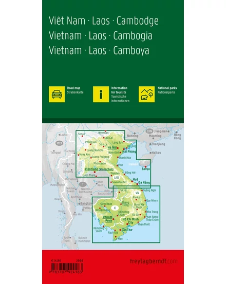Cartographia Vietnám, Laosz, Kambodzsa térkép (Freytag) 9783707924183