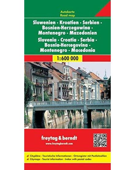 Cartographia Szerbia-M,Horváto.,Szlov.Bosznia keményborítós térkép (Freytag) 9783707904284