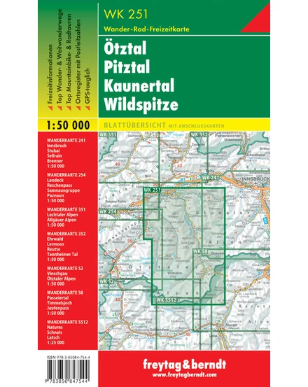 WK251 Ötztal-Pitztal,Kaunertal turistatérkép (Freytag)
