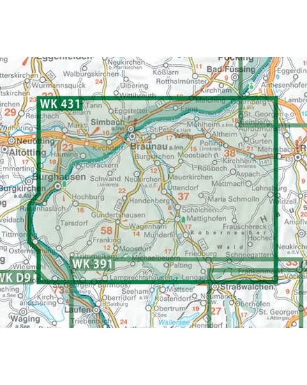 Cartographia - WK431 Thermenregion Innviertel-Ibmer Moor-Kobernaußerwald-Braunau-Burghausen-Marktl turistatérkép